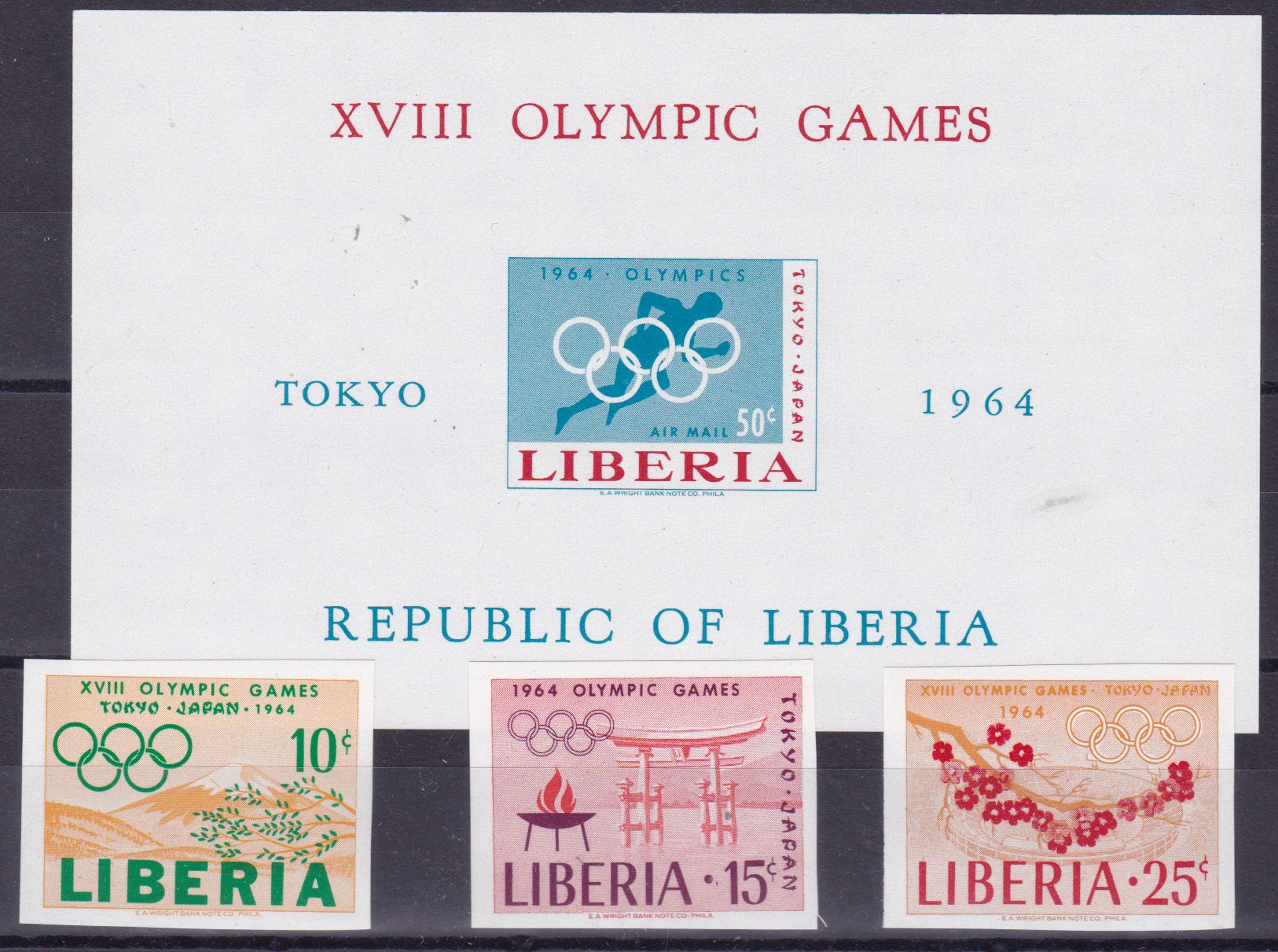 703 ** Liberia - 1964 - Olimpiadi di Tokyo la serie di tre ...